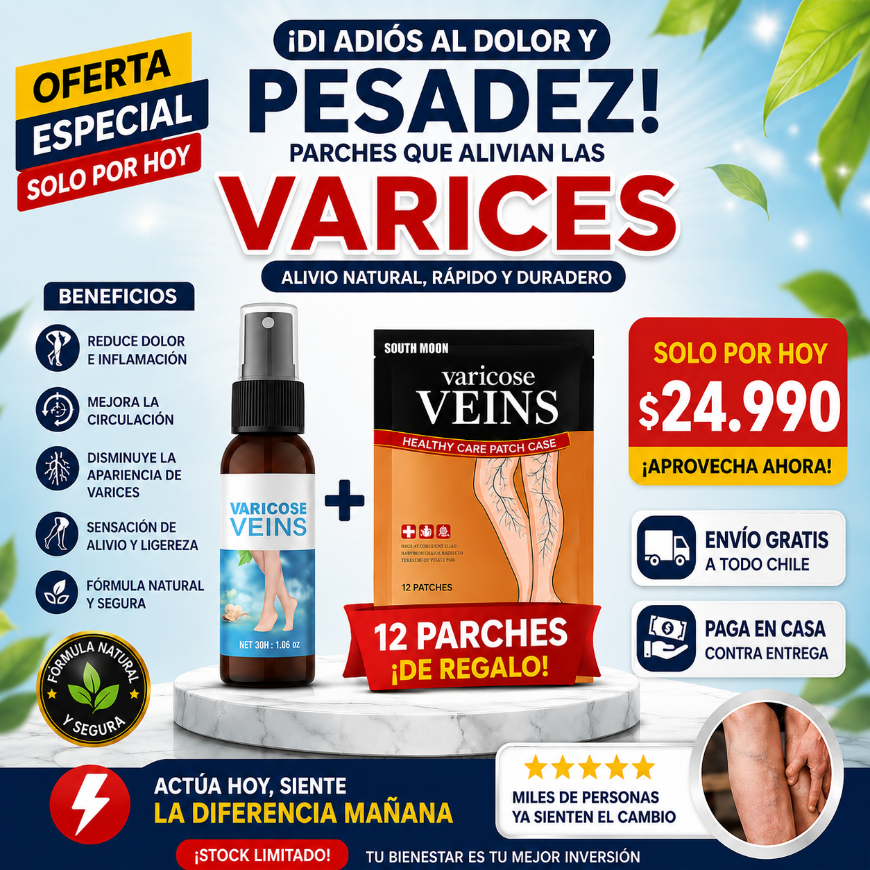 Varicose Veins™ – Parches para Aliviar Várices y Piernas Cansadas