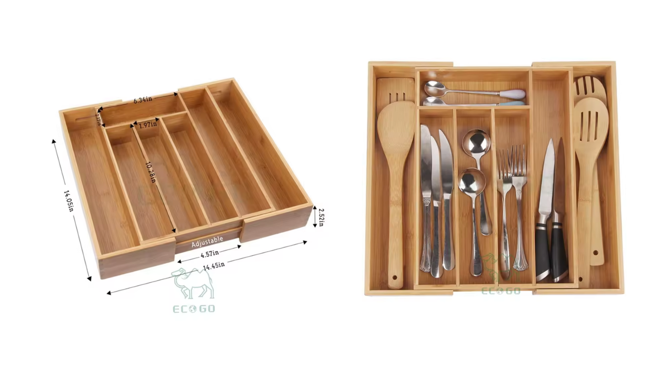 Organizador De Cajones De Cocina Bambu